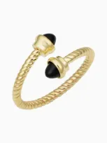 Oradina 14k Yellow Gold Onyx Finger Candy Ring