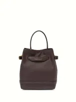 Orciani Becky Choco Leather Bucket Bag In Cioccolato