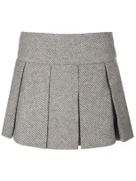 Patou Pleated Textured Mini Skirt In Grey