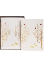 Paula Skene Snowy Forest Christmas Cards In Gold