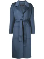 Paule Ka Button-fastening Single-breasted Coat In Blue