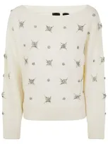 Pinko Scottish Fold Cashmere Mix Sweater In Weiss