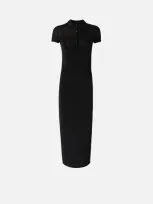 Pinko Short-sleeve Polo Maxi Dress In Limo Black