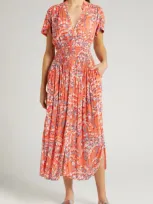 Poupette St Barth Becky Floral Cover-up Dress In Orange Palmery