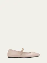 Prada Lambskin Triangle Mary Jane Ballerina Flats In Ninfea