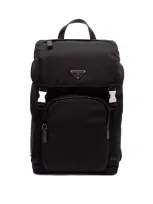 Prada Re-nylon And Saffiano Leather Backpack In Black  