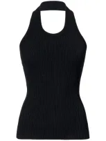 Proenza Schouler Ribbed Halterneck Top In Black