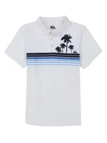 Quiksilver Kids' Stripe Palm Tree Polo In White