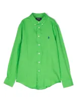 Ralph Lauren Embroidered-logo Long-sleeved Shirt In Green