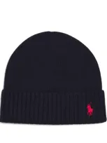 Ralph Lauren Kids' Wool Polo Pony Beanie In Navy