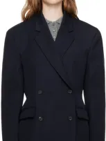 Recto Navy Double-breasted Blazer In Dark Navy