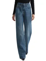 Reiss Hallow High Rise Straight Leg Jeans In Mid Blue