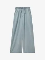 Reiss Womens Light Blue Carter Wide-leg High-rise Denim Trousers