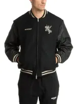 Represent Black Mascot Wool Varsity Bomber Jacket