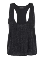 Retroféte Crystal Embellished Racerback Tank Top In Black