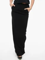 Rick Owens Luxor Pencil Pillar Maxi Skirt With Back Split In Black