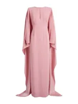 Roland Mouret Crepe Cape-detail Maxi Dress In Pink