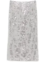 Rotate Birger Christensen Sequin Chiffon Midi Skirt In Grey