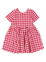 Rufflebutts Babies'  Gingham Cotton Dress In Red Gingham