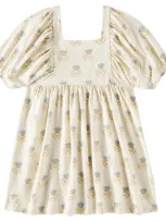 Rylee + Cru Kids' Brea Puff-sleeve Floral Cotton Dress In White