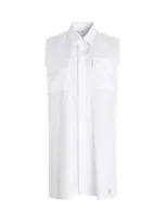 Sacai Sleeveless Thomas Mason Cotton Poplin Dress In White