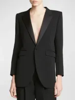 Saint Laurent Single-breasted Blazer Jacket In Noir