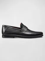 Santoni Men's Paine Whipstitched Leather Loafers In Black