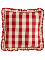 Sherry Kline Home Ruffled French Country Buffalo-check European Sham In Red