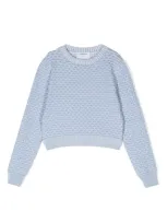 Simonetta Kids' Fisherman's Knit Layered Jumper In Blue