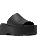 Sorel Women's Dayspring Leather Platform Slide Sandals In Black,black