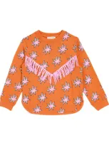 Stella Mccartney Kids' Cotton Scribble Star Sweatshirt In Orange