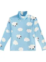 Stella Mccartney Kids' Printed Cotton-blend Turtleneck Top In Blue