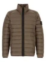 Stone Island Man Khaki Nylon Down Jacket In Green