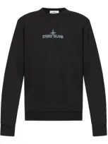 Stone Island Logo-print Cotton Sweatshirt In Black