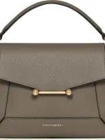 Strathberry Mosaic Leather Top Handle Bag In Taupe