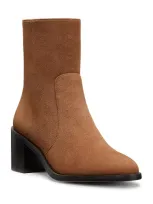 Stuart Weitzman Esme Zip Bootie In Khaki/dark Brown