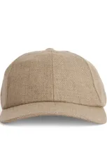 Sunspel Wool Baseball Cap In Beige