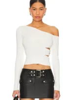 Superdown Romina Long Sleeve Top In White