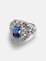 Suzanne Kalan 18kt White Gold Ring With Sapphire And Diamonds In Metallic