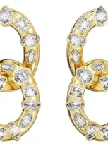 Swarovski Gold-tone Crystal Bezel Interlocking Hoop Drop Earrings