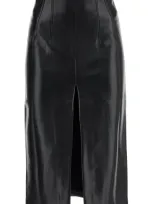 The Andamane Pencil Skirt In Faux Leather Material In Black