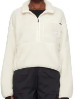 The North Face Off-white Extreme Pile Sweatshirt In White Dune/tnf Black