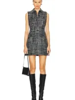 Theory Collared Mini Dress In Black Multi