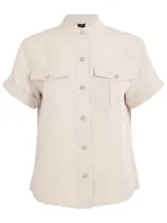 Theory Fluid Military Shirt In Nude