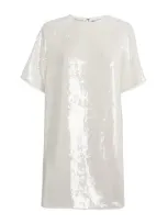 Theory Sequinned T-shirt Mini Dress In White