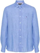 Tommy Hilfiger Dyed Linen Shirt In Blue