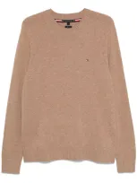 Tommy Hilfiger Wool Crew-neck Sweater In Brown