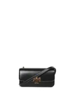 Tory Burch Eleanor Logo Plaque Clutch Bag In Black