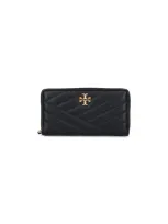 Tory Burch Continental Wallet "kira Chevron" In Black  