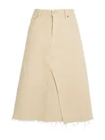 Tory Burch Deconstructed Denim Midi Skirt In Green